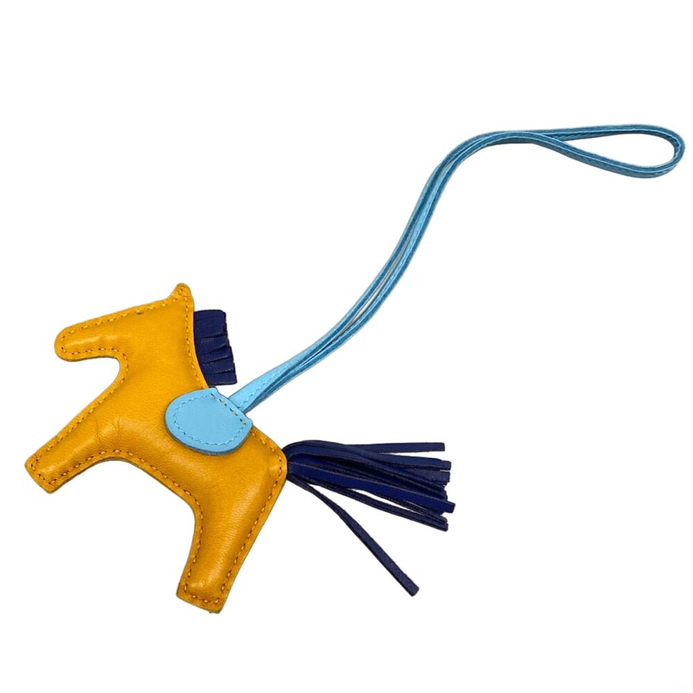 Hermès Rodeo Charm PM Bag Charm Natural Bouton d'Or Blue Zephyr Celeste